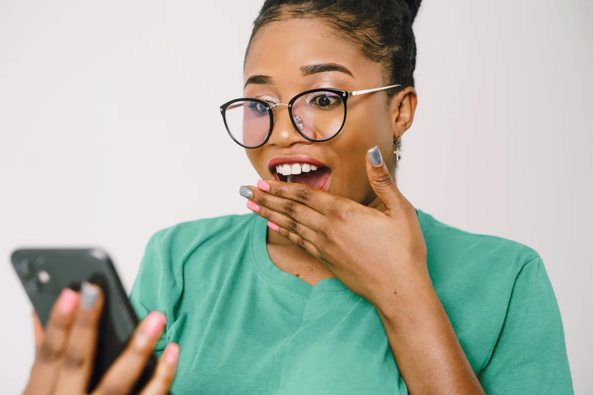 Close-up of expressive face reacting