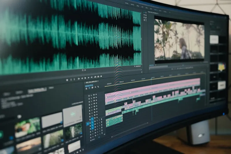 Video editing timeline on screen