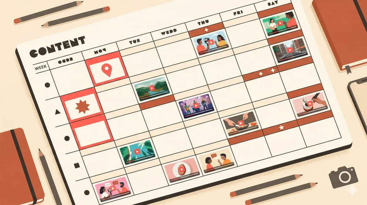 Calendário com notas de planejamento de conteúdo