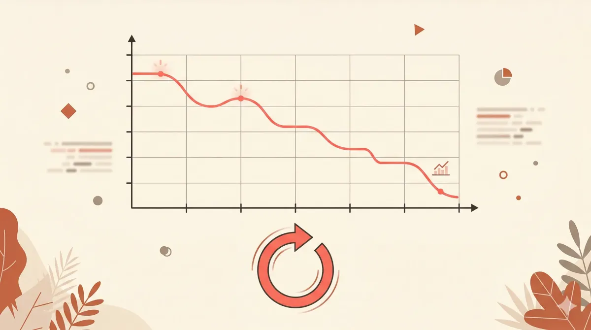 Gráfico mostrando declínio de performance de anúncios ao longo do tempo