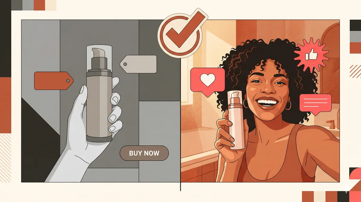 Split screen of different video ad variants